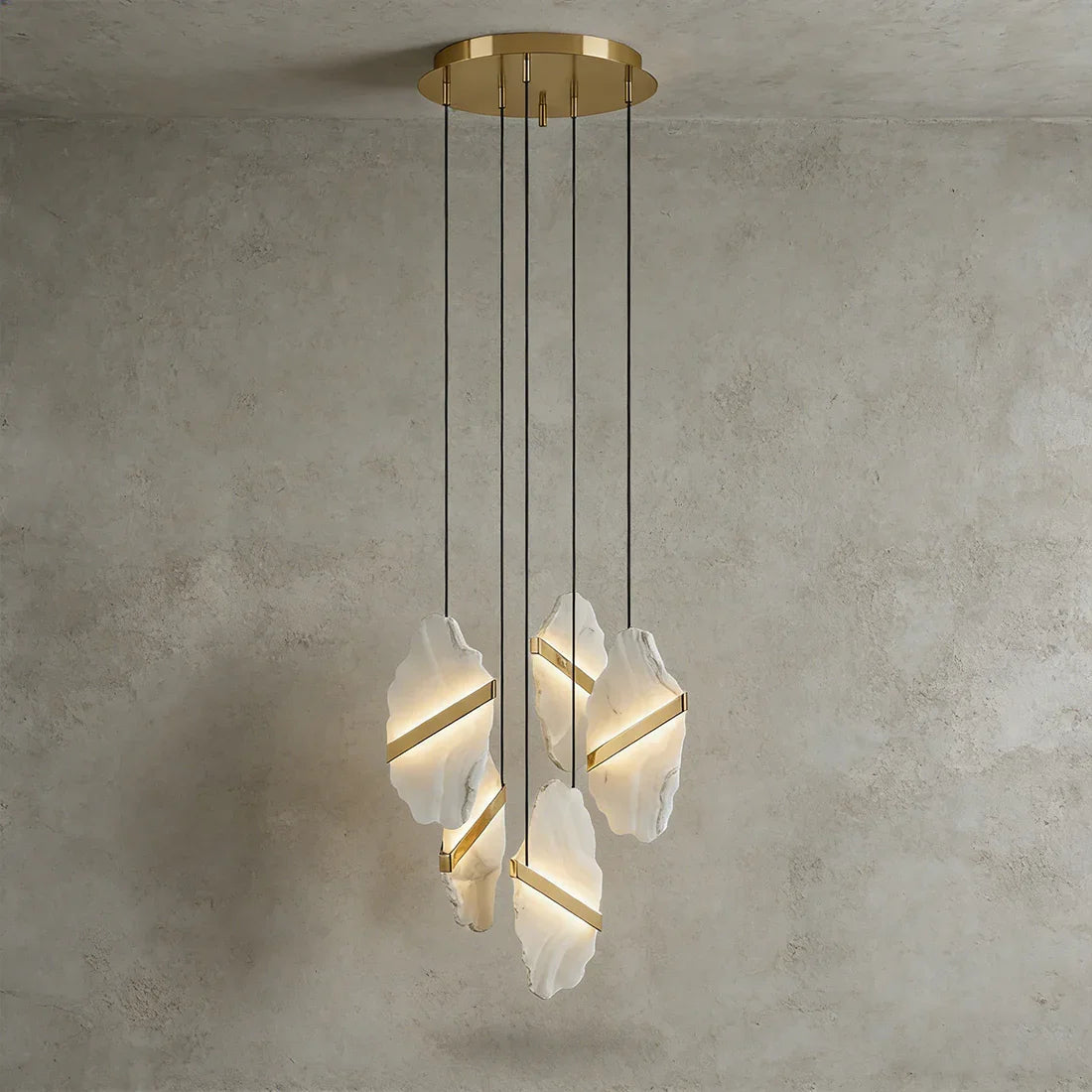 Cascading Alabaster Slab Chandelier