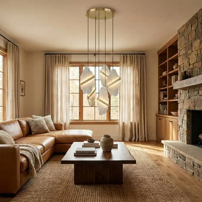 Cascading Alabaster Slab Chandelier