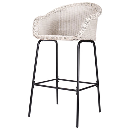 Ladd Outdoor Metal Wicker Barstool Set of 2 - Light Gray