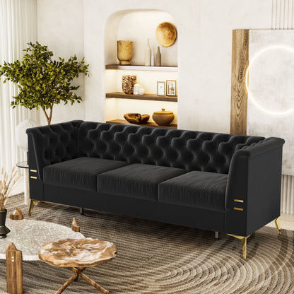Luxurious Sofa With Legs, Modern Chesterfield Design, Tufted Upholstery, 3 Seat Couch For Living Room And Office