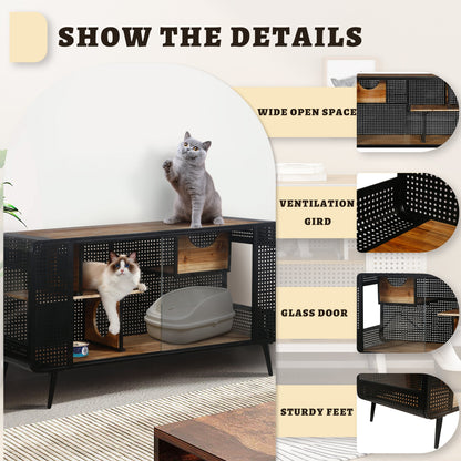 Modern Spacious Cat House Black + Brown