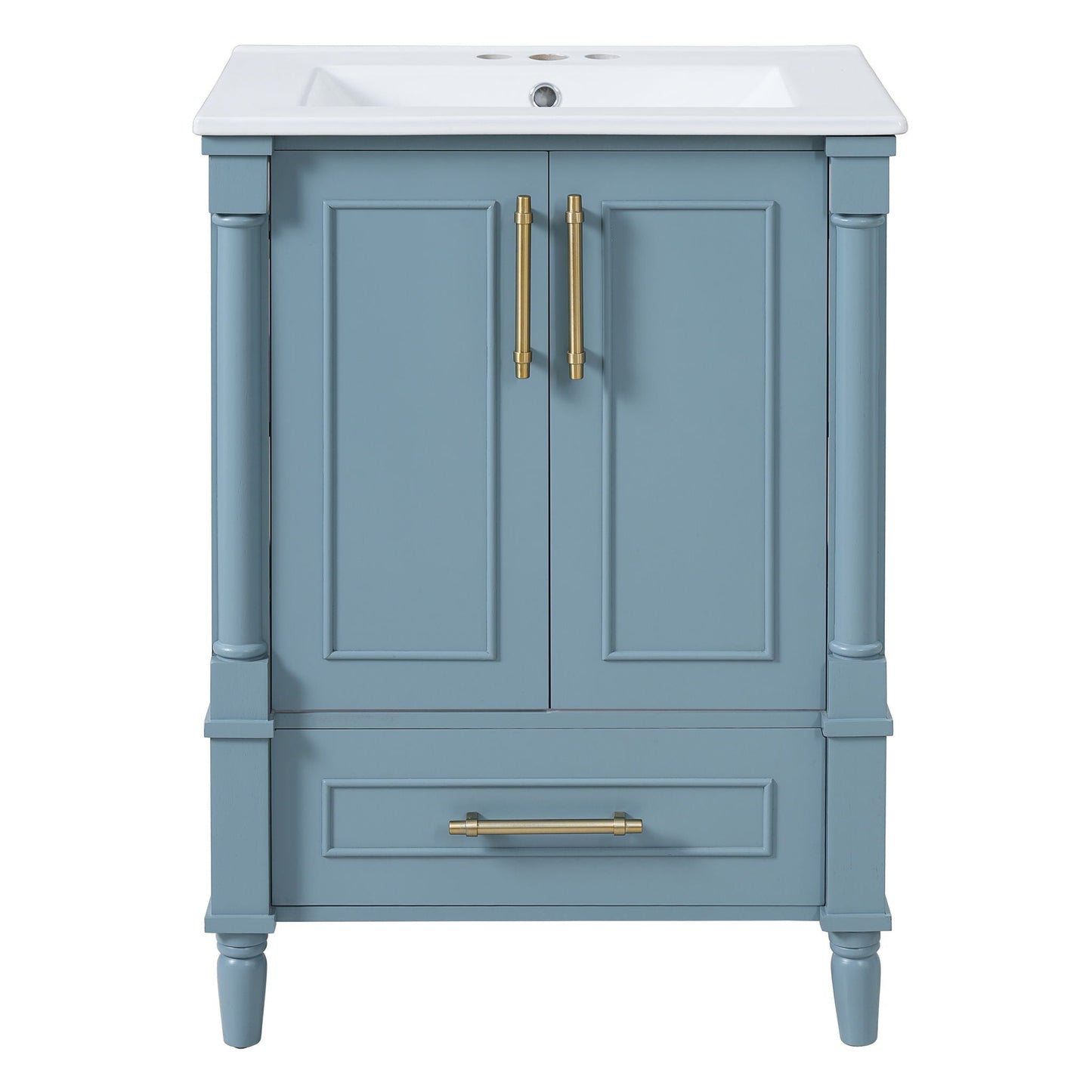 Bathroom Vanity With Ornate French Cylinder Legs, Soft Close Drawer