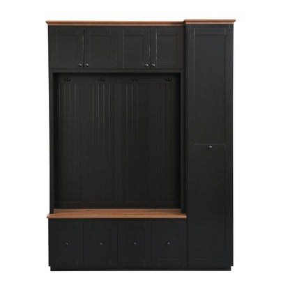 Entryway Hall Tree With Storage Bench, Coat Rack Shoe Bench With Cabinets