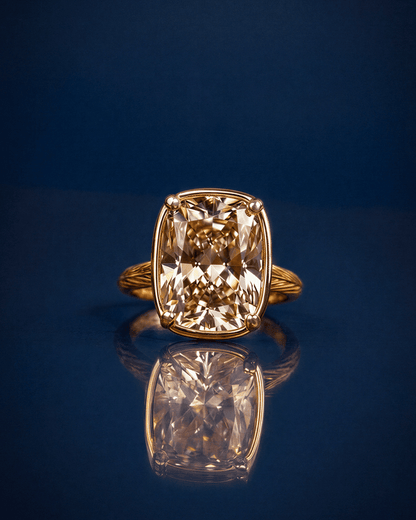 Sterling Silver Elongated Cushion Champagne CZ Cocktail Ring