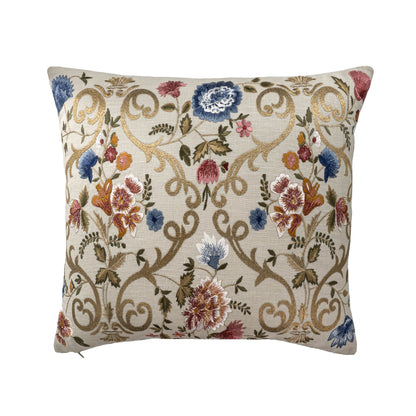 Chantilly Embroidered Linen Throw Pillow Cover 18 X 18