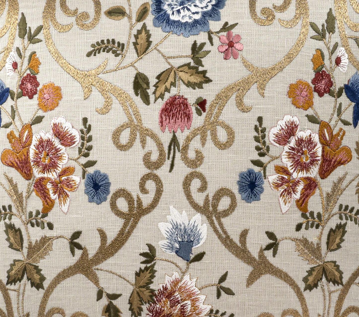 Chantilly Embroidered Linen Throw Pillow Cover 18 X 18