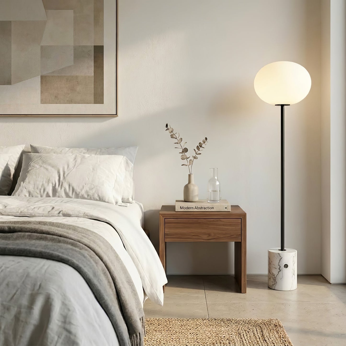 Chic Minimalist Round Marble Floor Light