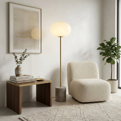 Chic Minimalist Round Marble Floor Light