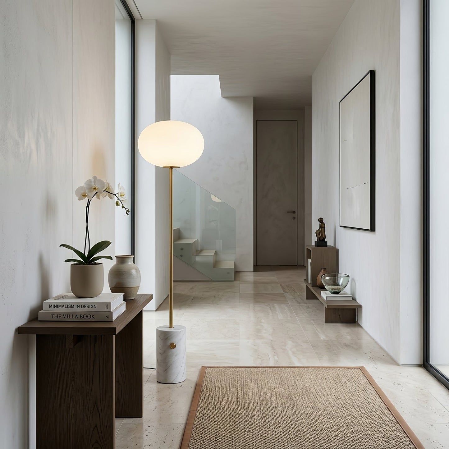 Chic Minimalist Round Marble Floor Light
