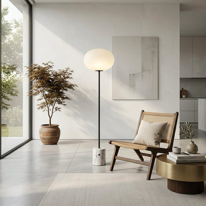 Chic Minimalist Round Marble Floor Light