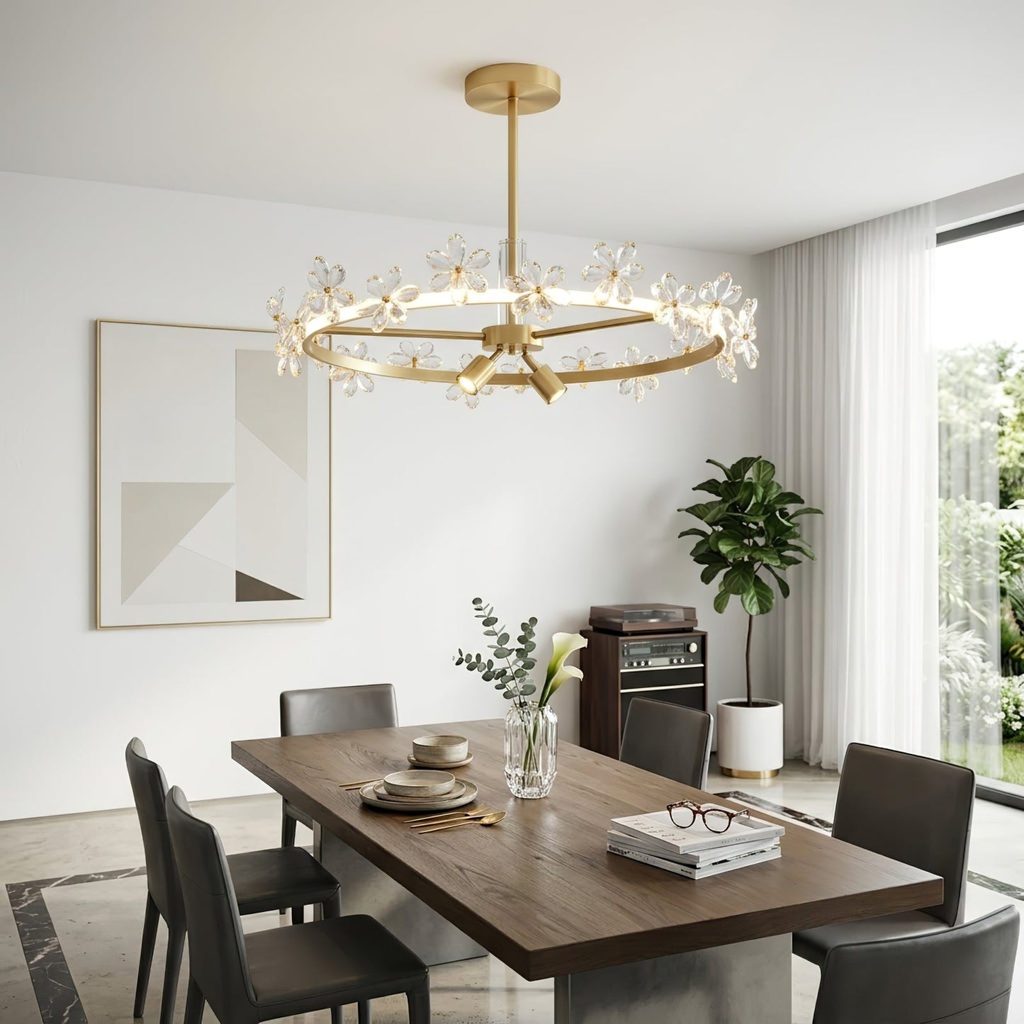 Circular Crystal Plum Blossom Ceiling Light