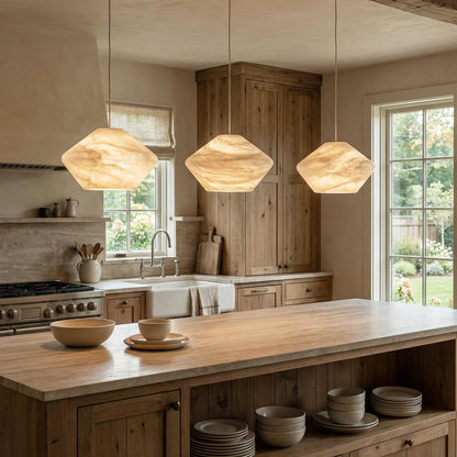 Conical Minimalist Alabaster Pendant Lamp