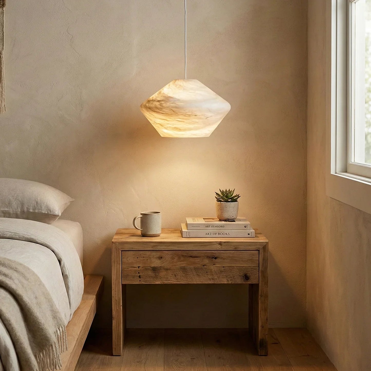 Conical Minimalist Alabaster Pendant Lamp