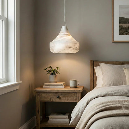 Conical Minimalist Alabaster Pendant Lamp