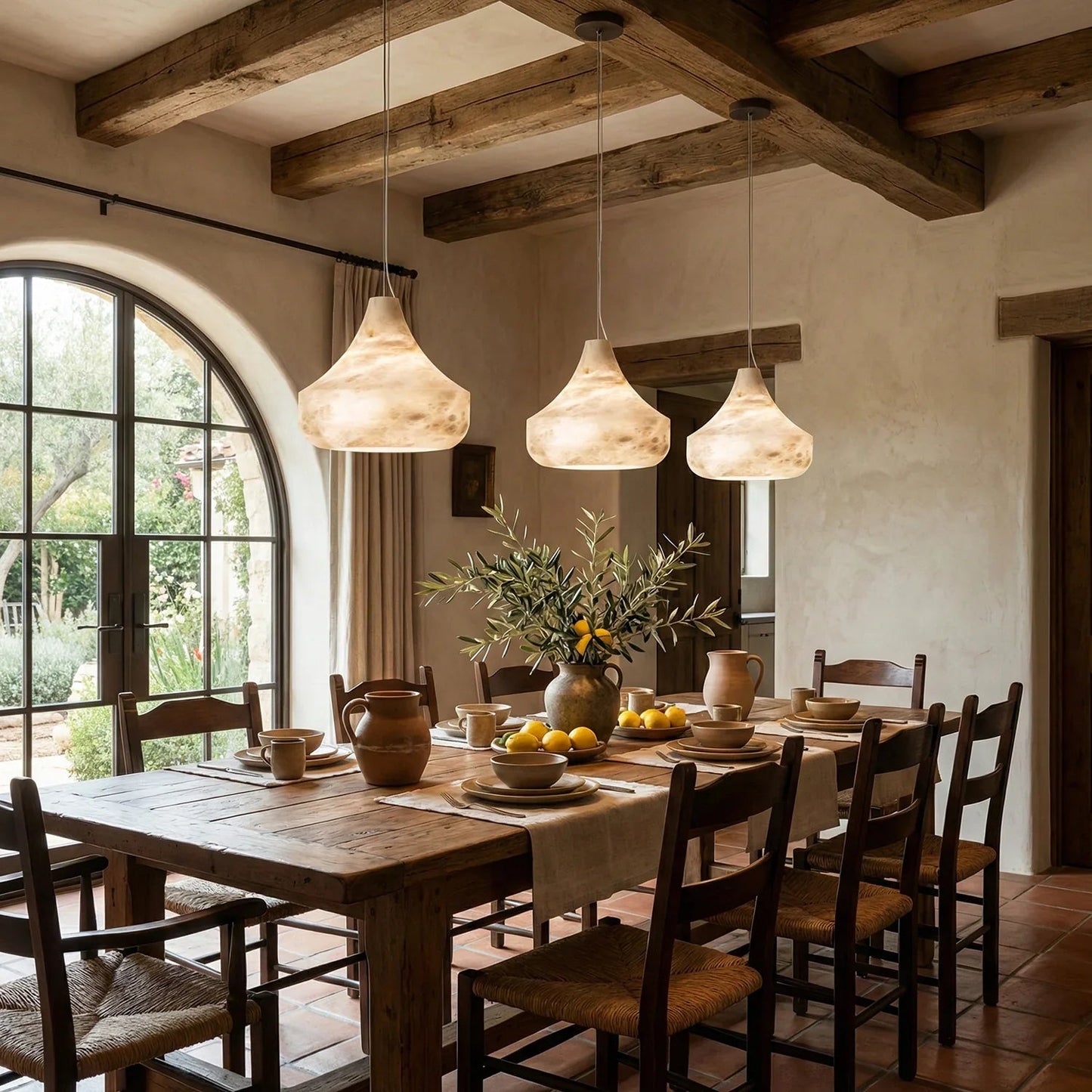 Conical Minimalist Alabaster Pendant Lamp