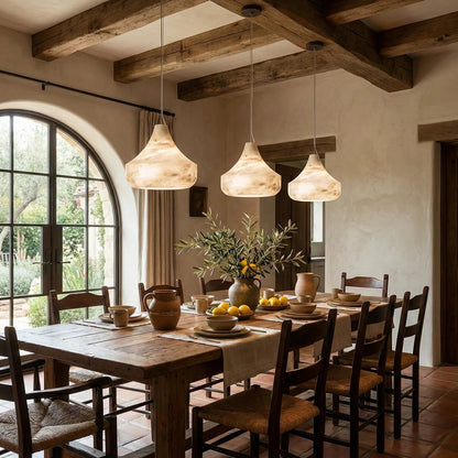 Conical Minimalist Alabaster Pendant Lamp