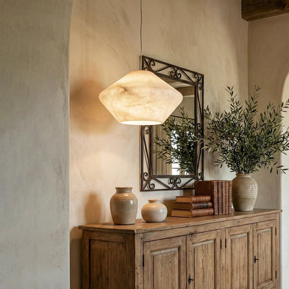 Conical Minimalist Alabaster Pendant Lamp