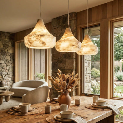 Conical Minimalist Alabaster Pendant Lamp