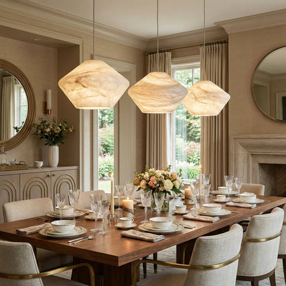 Conical Minimalist Alabaster Pendant Lamp