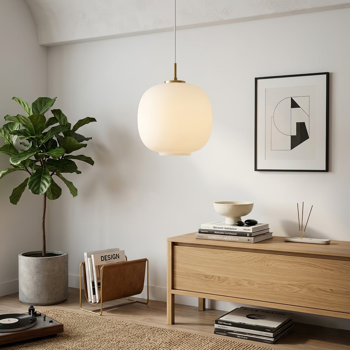 Contemporary Opal Glass Pendant Lamp