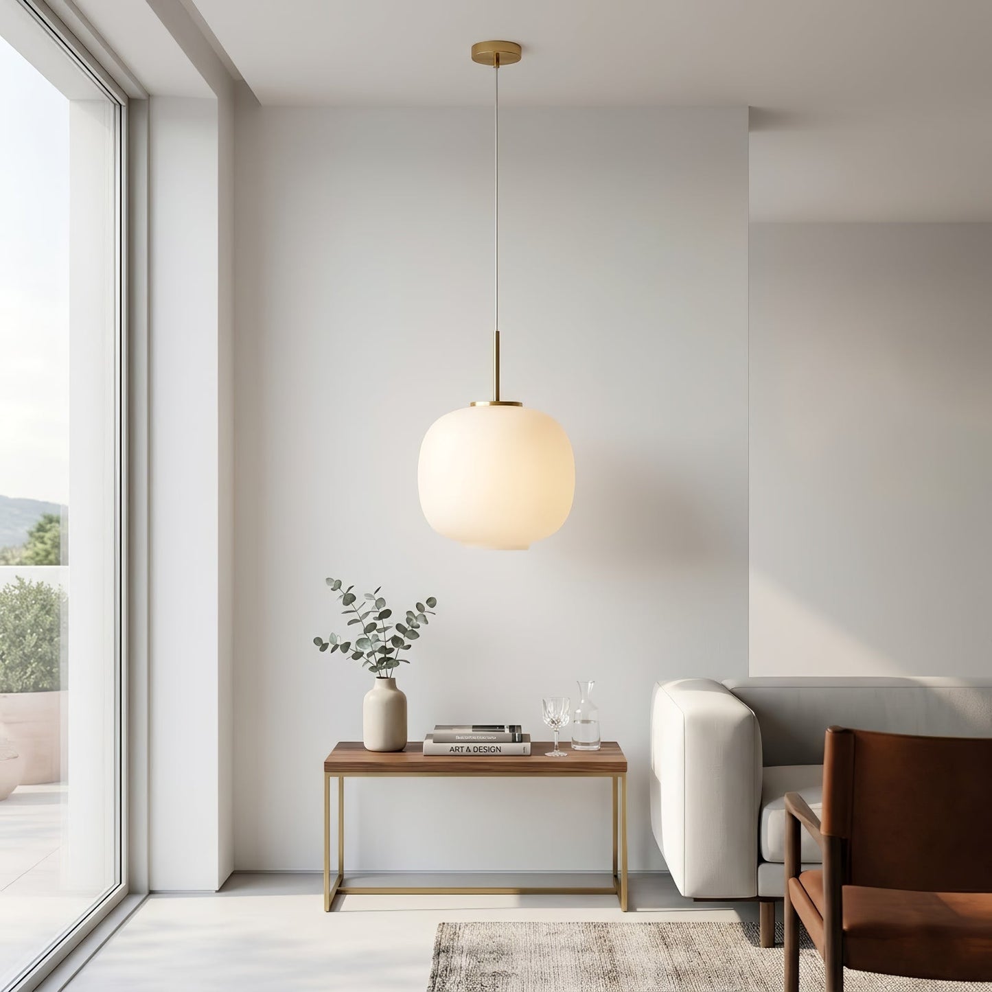 Contemporary Opal Glass Pendant Lamp