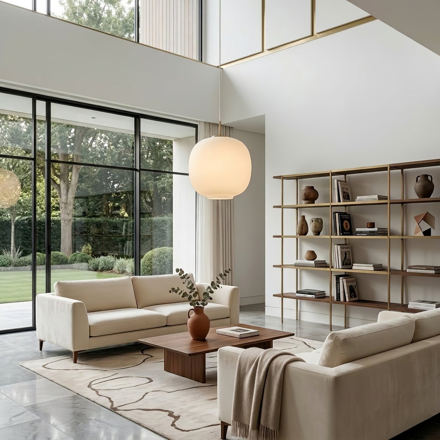 Contemporary Opal Glass Pendant Lamp
