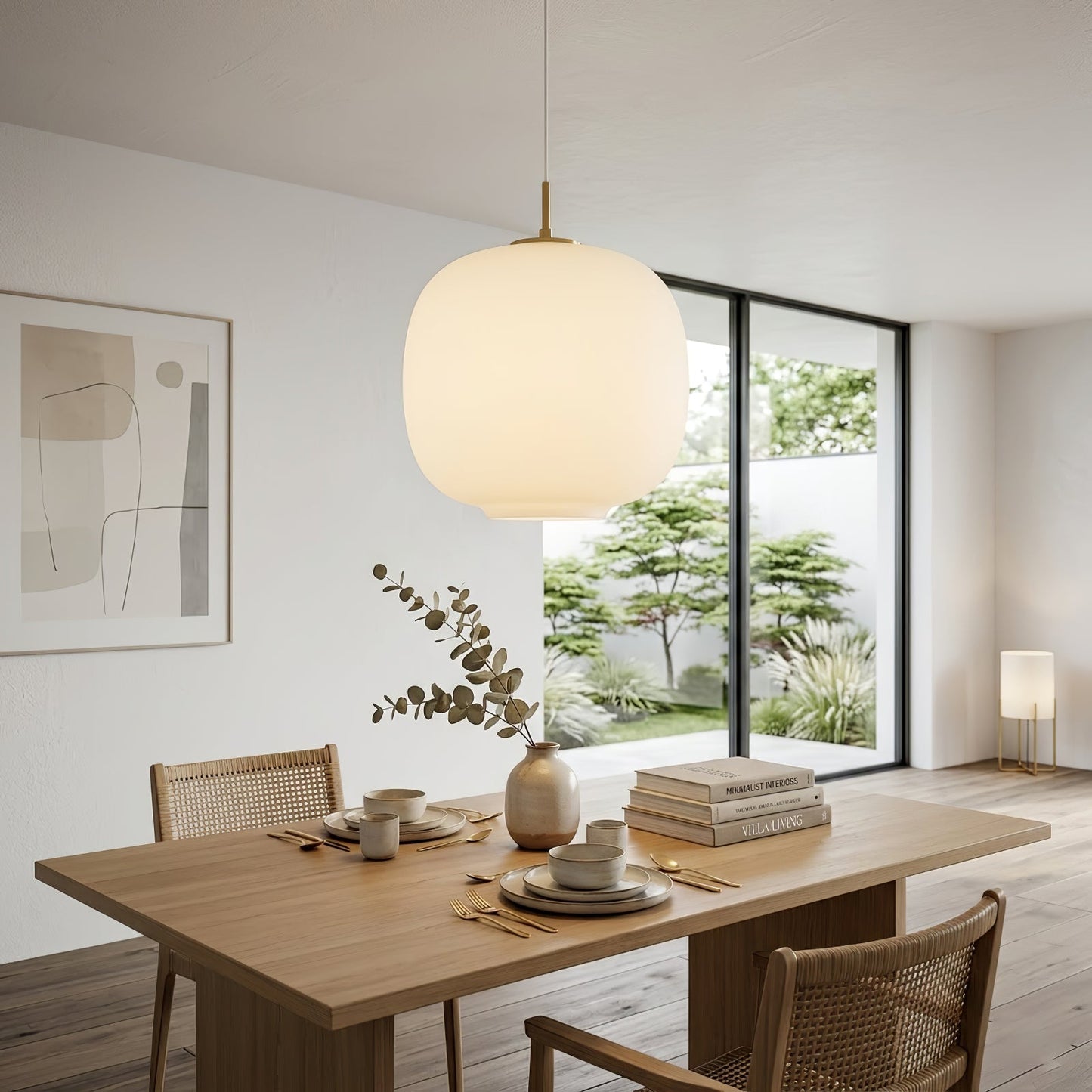 Contemporary Opal Glass Pendant Lamp