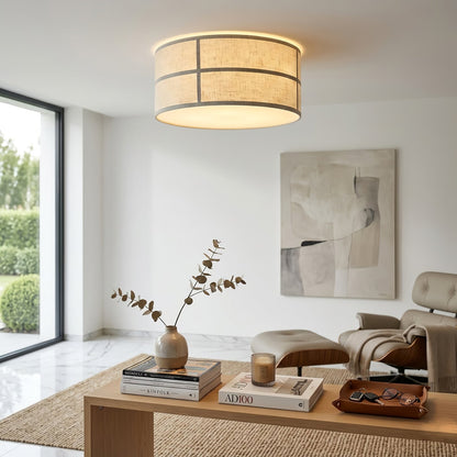 Crosshatch Linen Fabric Ceiling Light