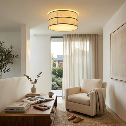 Crosshatch Linen Fabric Ceiling Light