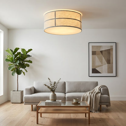 Crosshatch Linen Fabric Ceiling Light