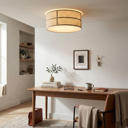 Crosshatch Linen Fabric Ceiling Light