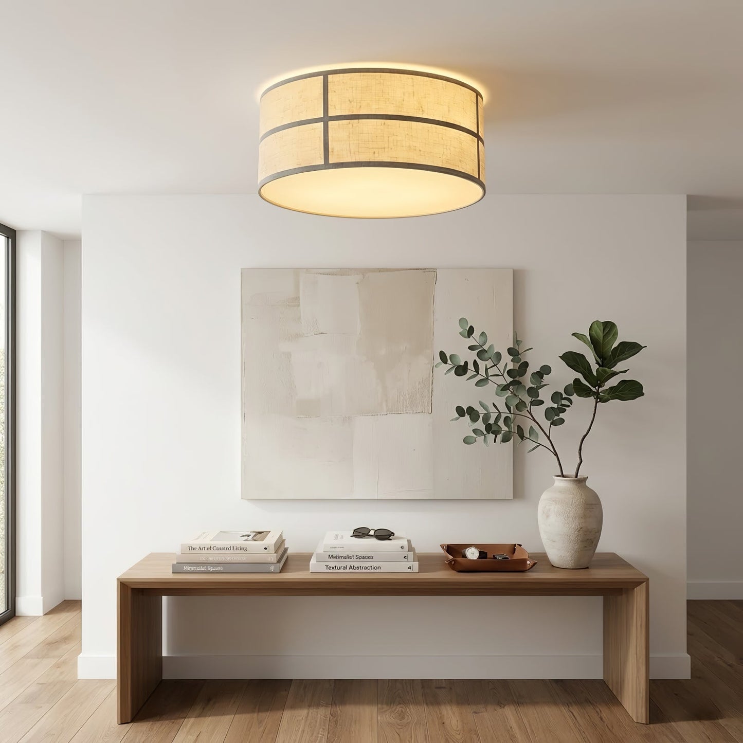 Crosshatch Linen Fabric Ceiling Light