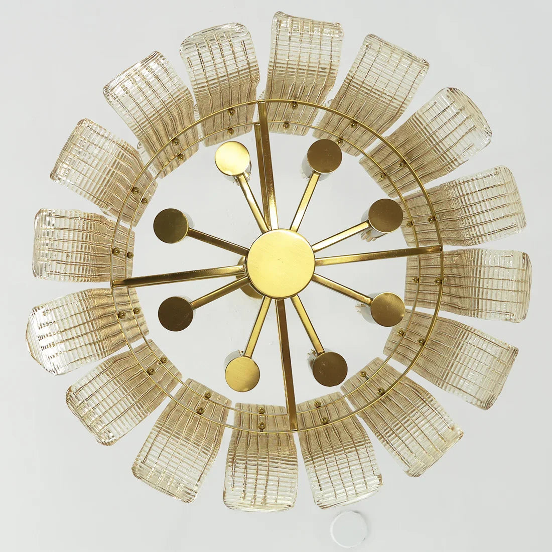 Curved Glass Slat Drum Chandelier