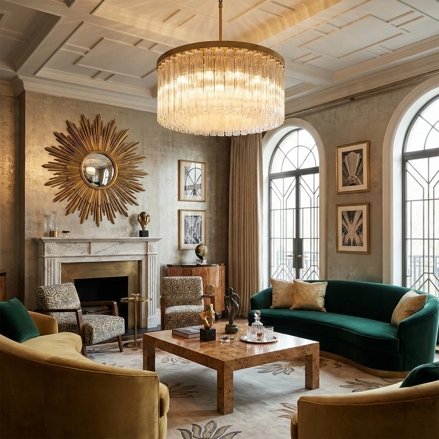 Murano Star Glass Brass Pendant Light
