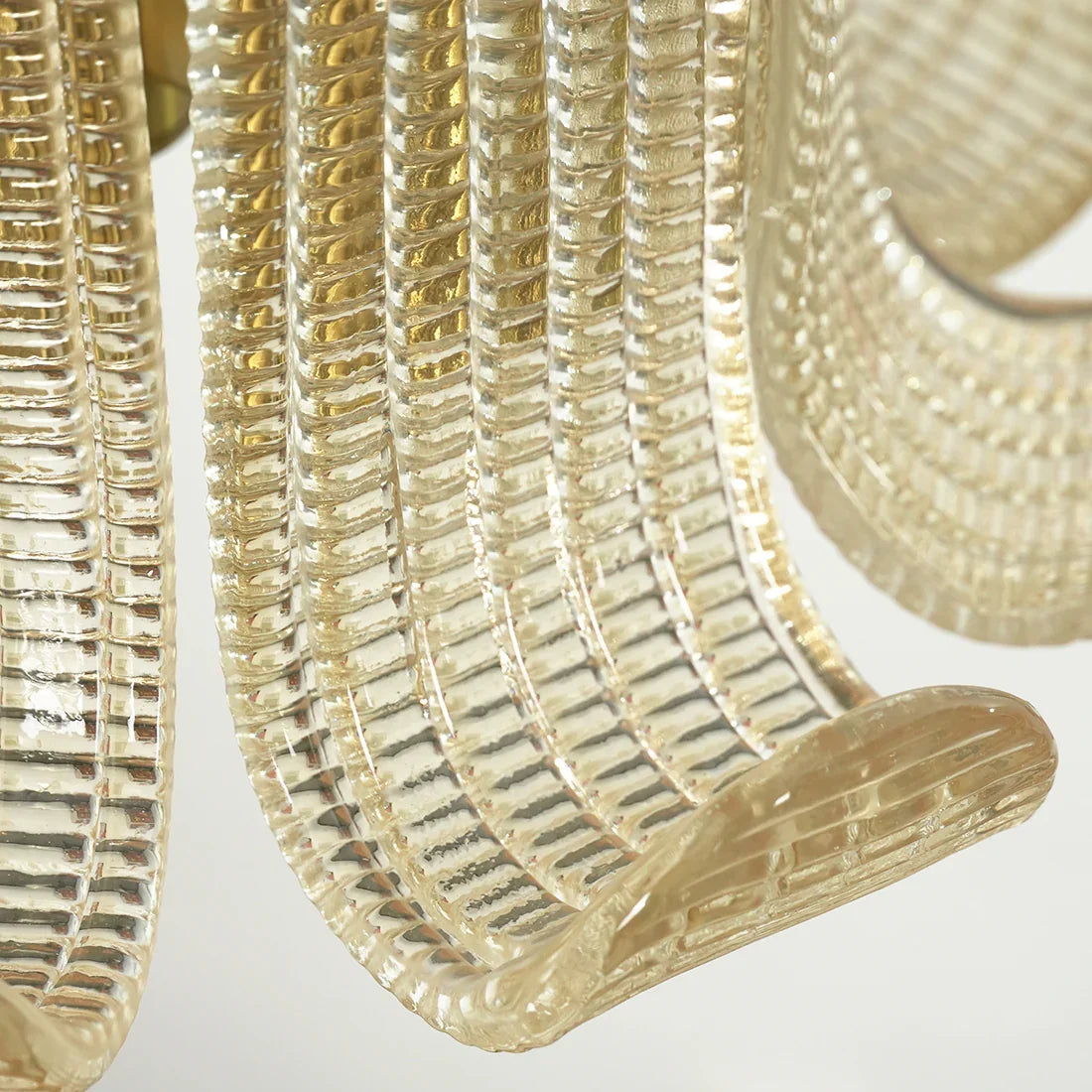 Curved Glass Slat Drum Chandelier