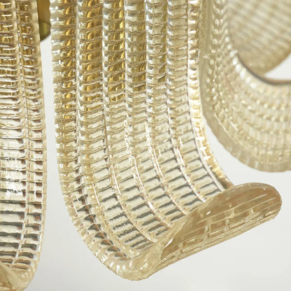 Curved Glass Slat Drum Chandelier