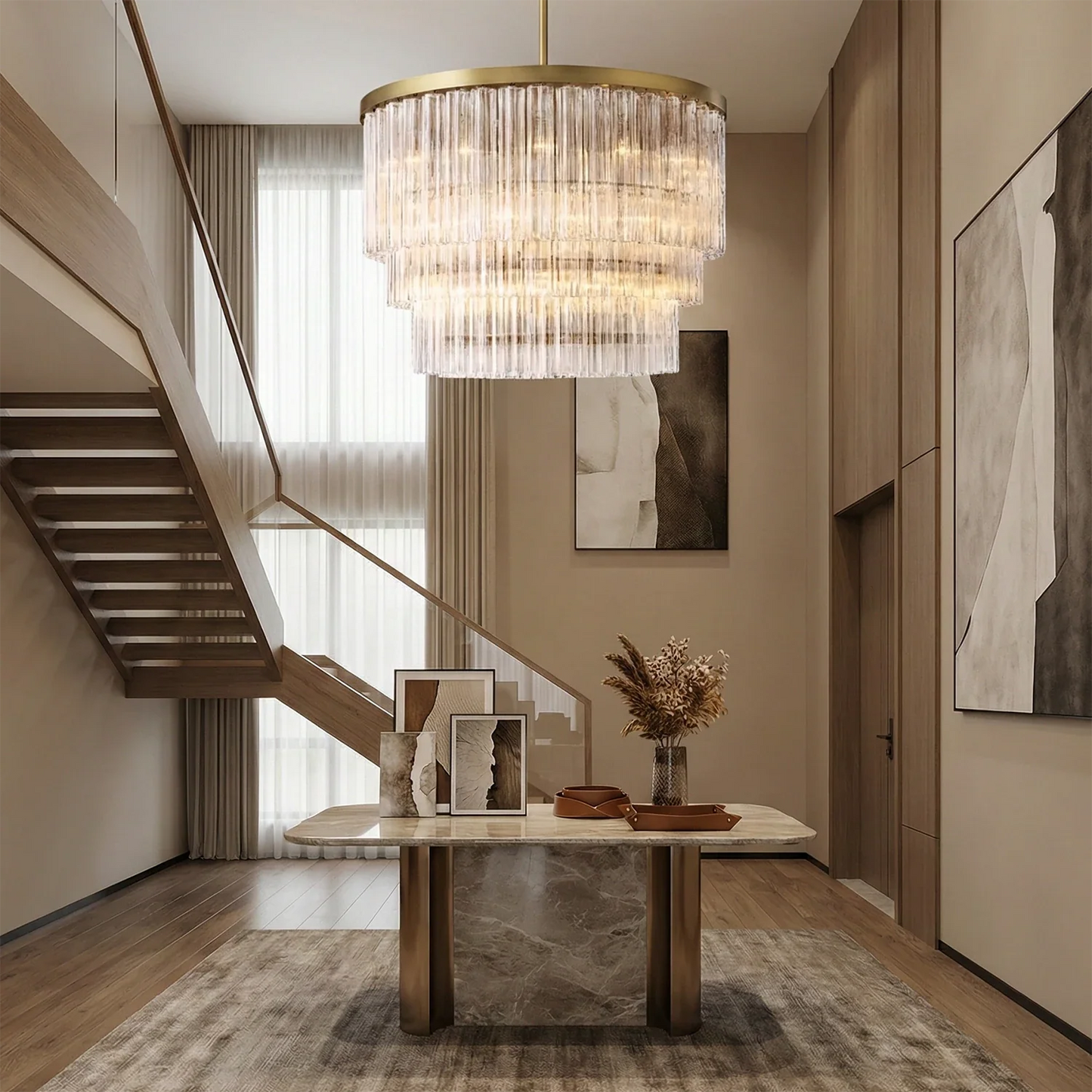 Murano Star Glass Brass Pendant Light