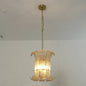 Curved Glass Slat Drum Chandelier