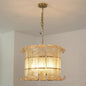 Curved Glass Slat Drum Chandelier