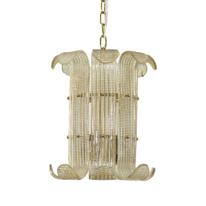 Curved Glass Slat Drum Chandelier