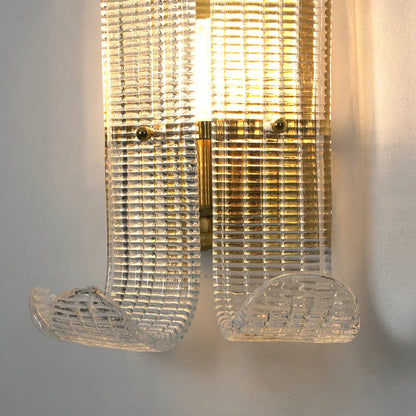 Curved Glass Slat Drum Wall Lamp
