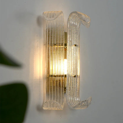 Curved Glass Slat Drum Wall Lamp