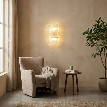 Curved Glass Slat Drum Wall Lamp