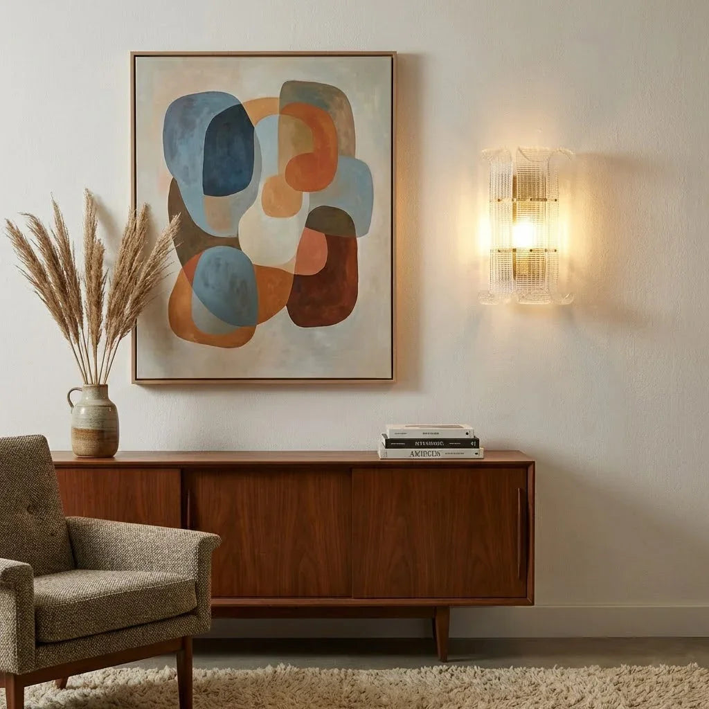 Curved Glass Slat Drum Wall Lamp