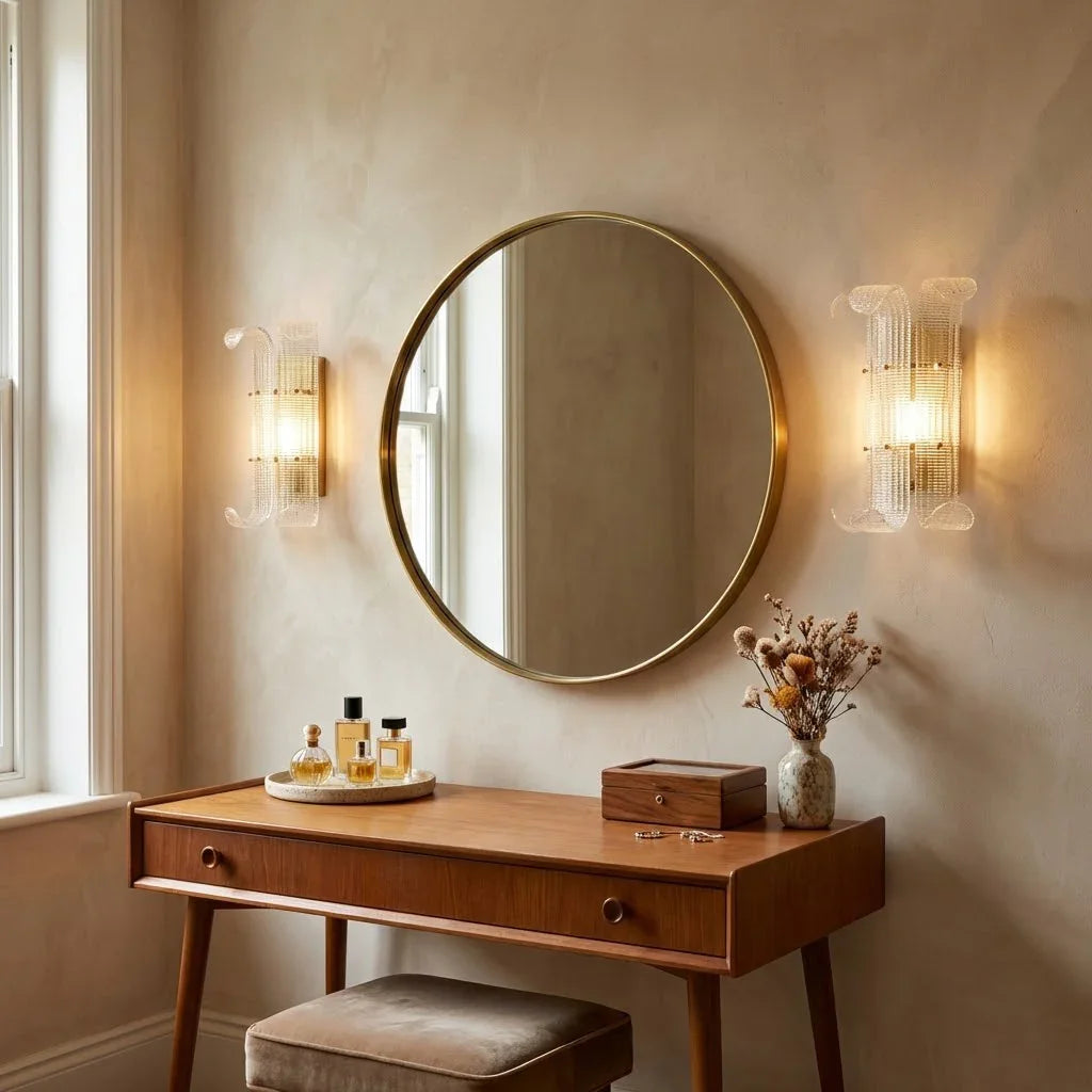 Curved Glass Slat Drum Wall Lamp