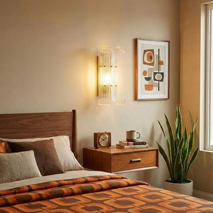 Curved Glass Slat Drum Wall Lamp