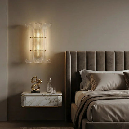 Curved Glass Slat Drum Wall Lamp