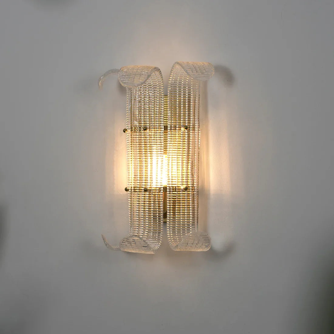 Curved Glass Slat Drum Wall Lamp
