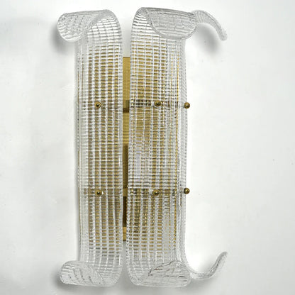 Curved Glass Slat Drum Wall Lamp