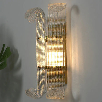 Curved Glass Slat Drum Wall Lamp